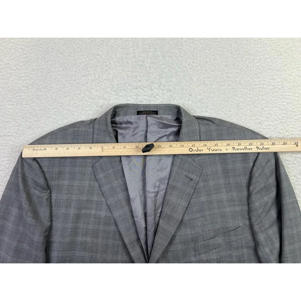 Tessuto Blazer Mens 46L‎ Long Gray Plaid Super 120s Wool Italy Made USA Classic